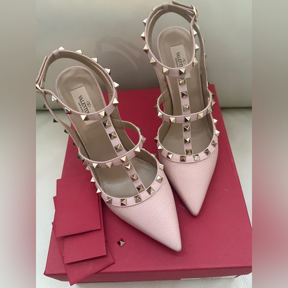 Valentino Shoes - Valentino Pink Rockstud leather Studded Women's Heels Sz 41